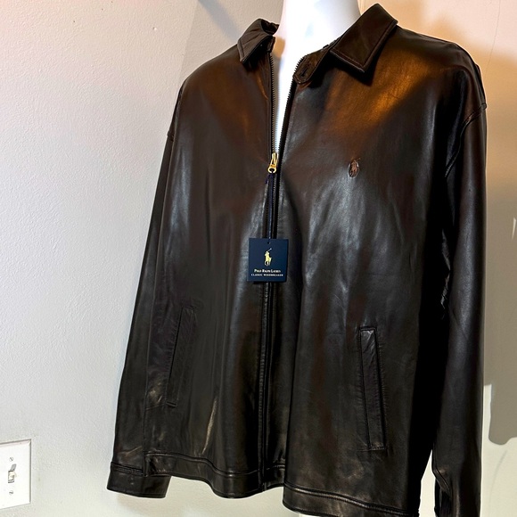 NWT Polo Ralph Lauren Leather Windbreaker XXL - Picture 1 of 16